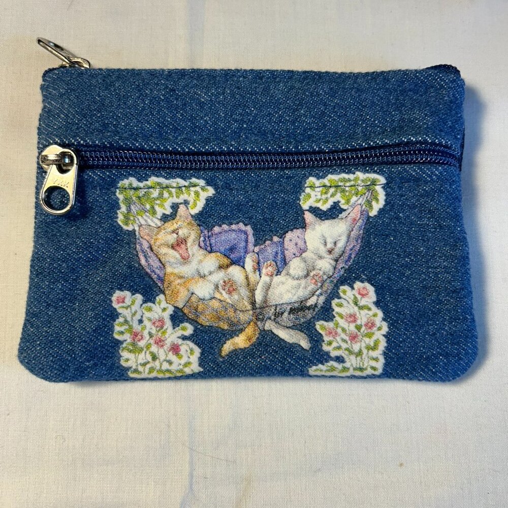 Vintage Denim w/Cat Kitten Coin Purse